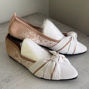 Elegant Beige and White Women's Flats